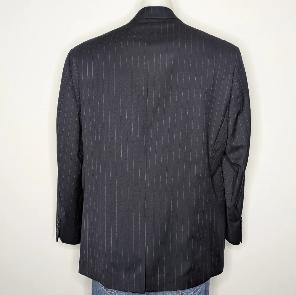 Lauren Ralph Lauren Blue White Pinstripe Wool Suit Jacket Blazer L